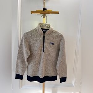 Patagonia women’s woolyester cream 1/4 Zip-Up Sweater jacket fleece xs navy